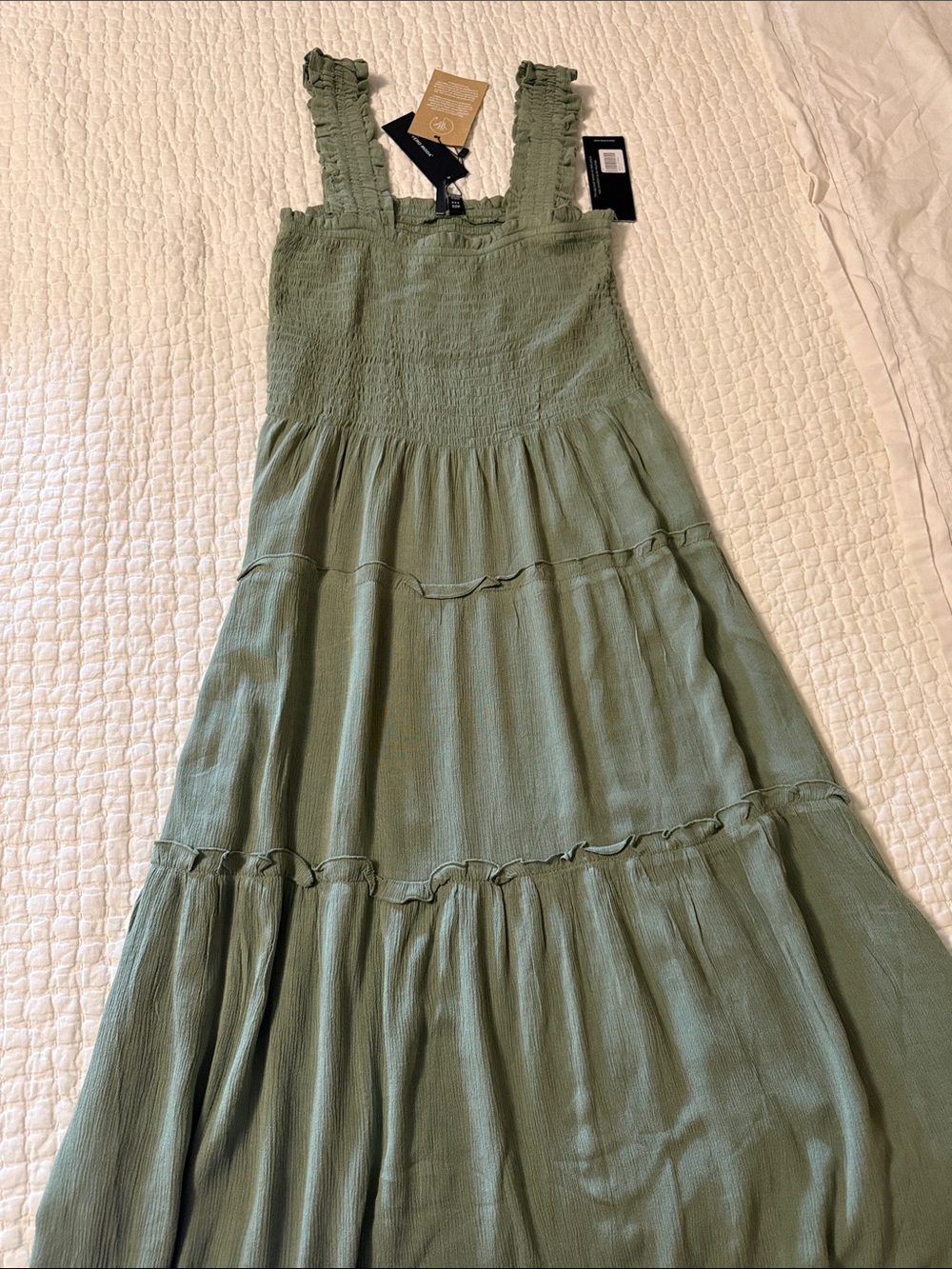 Vero Moda Olive Smocked Waist Maxi Dress